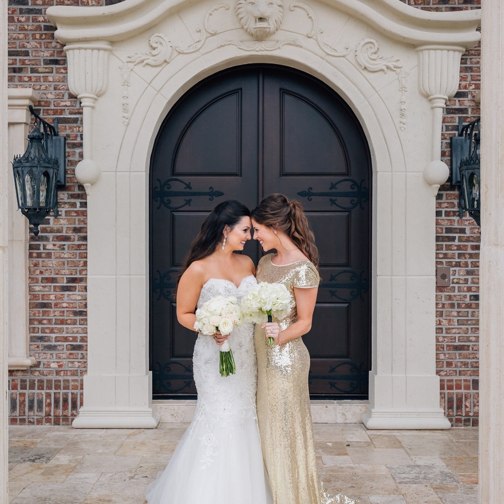 Gorgeous sparkly gold bridesmaid dress!